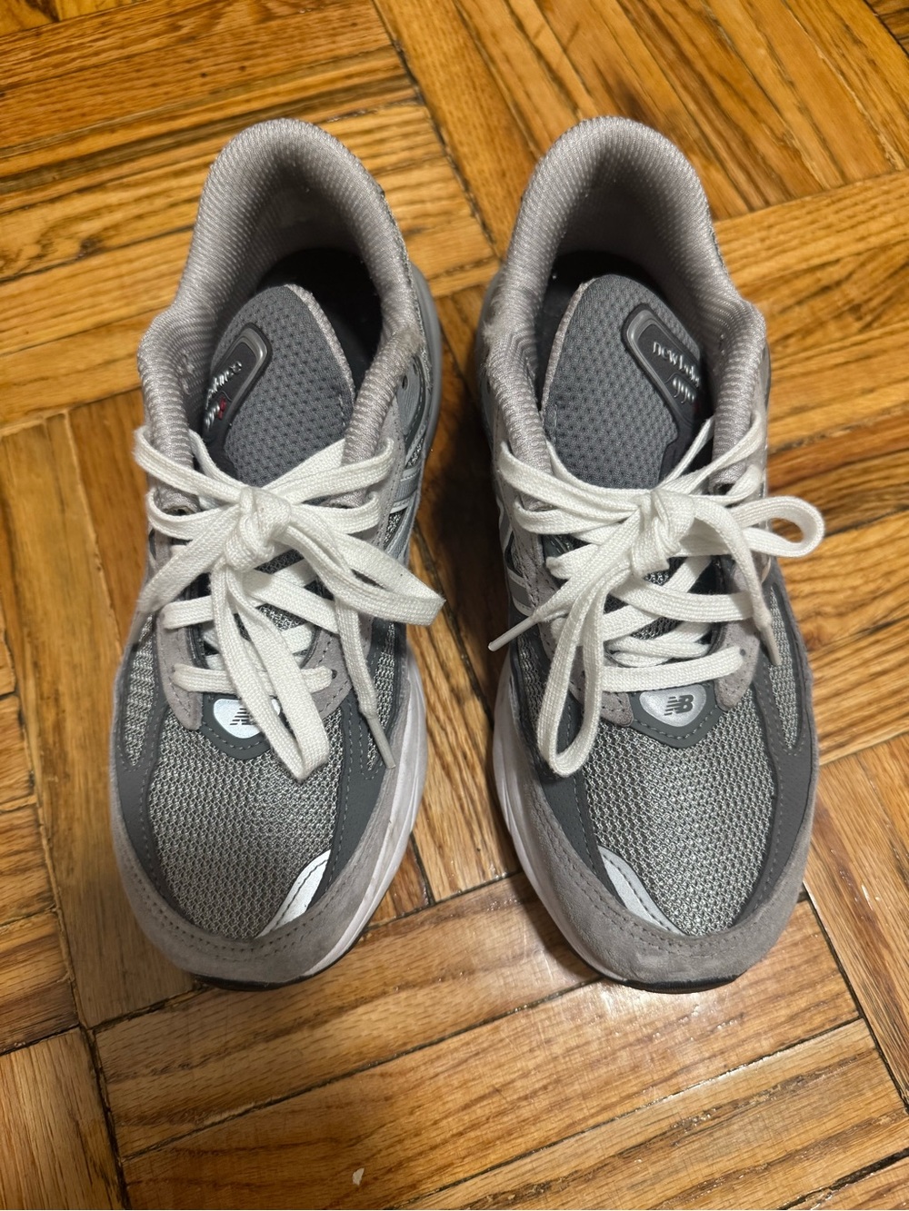 New Balance Gray and White Athletic Sneakers